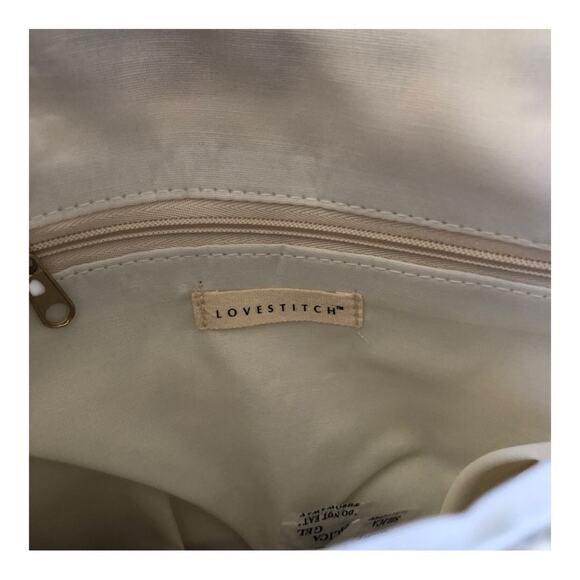 LoveStitch NIP Canary Islands Raffia Zig Zag Clutch Cream Pink Teal Navy Yellow - Picture 8 of 13